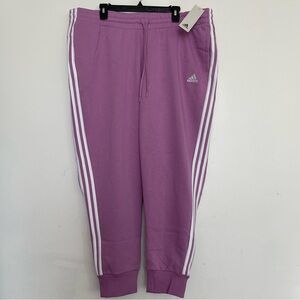 Adidas Women's 3 Stripe Fleece Sweat Pants Preloved Purple Size 3X